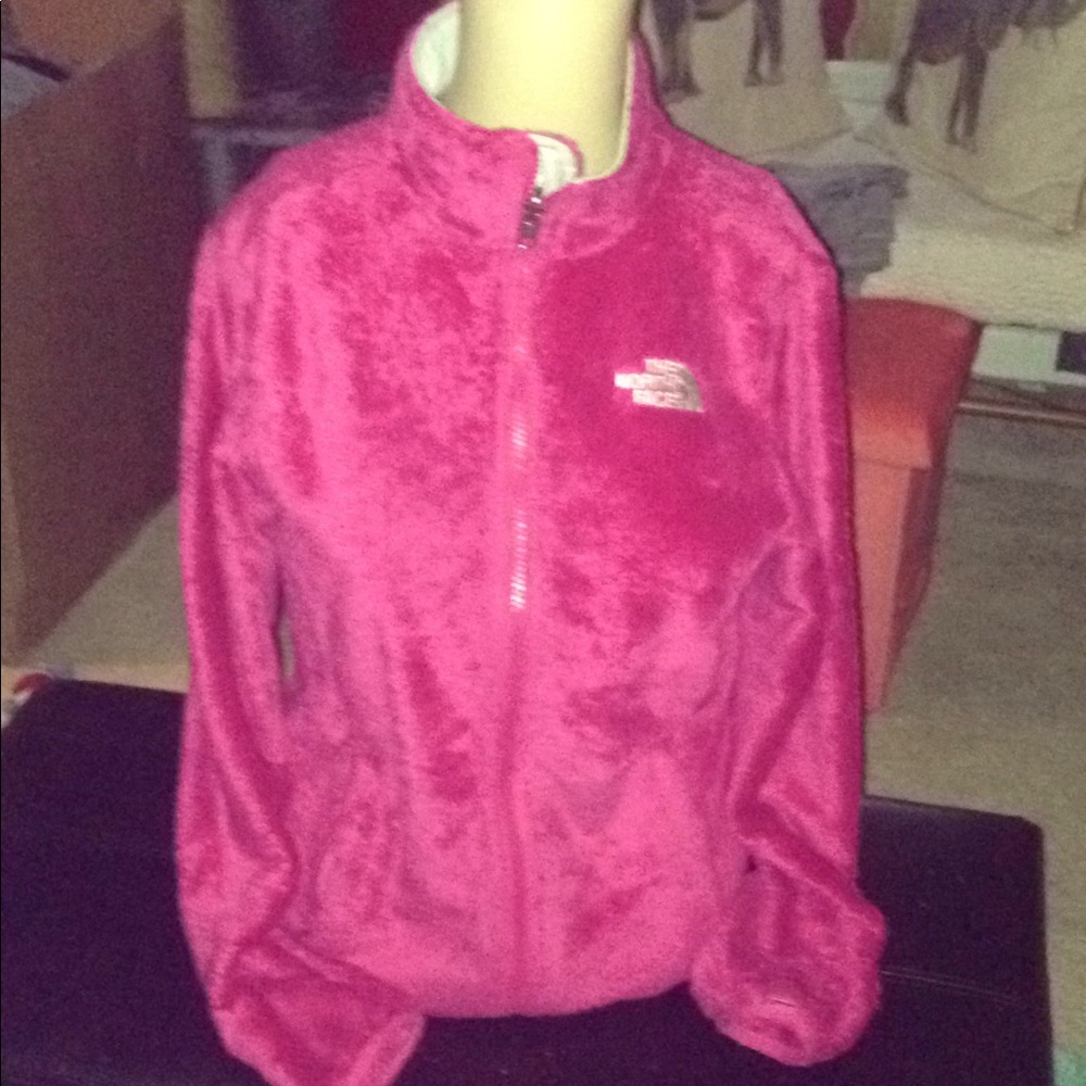 Pink The North Face furry jacket